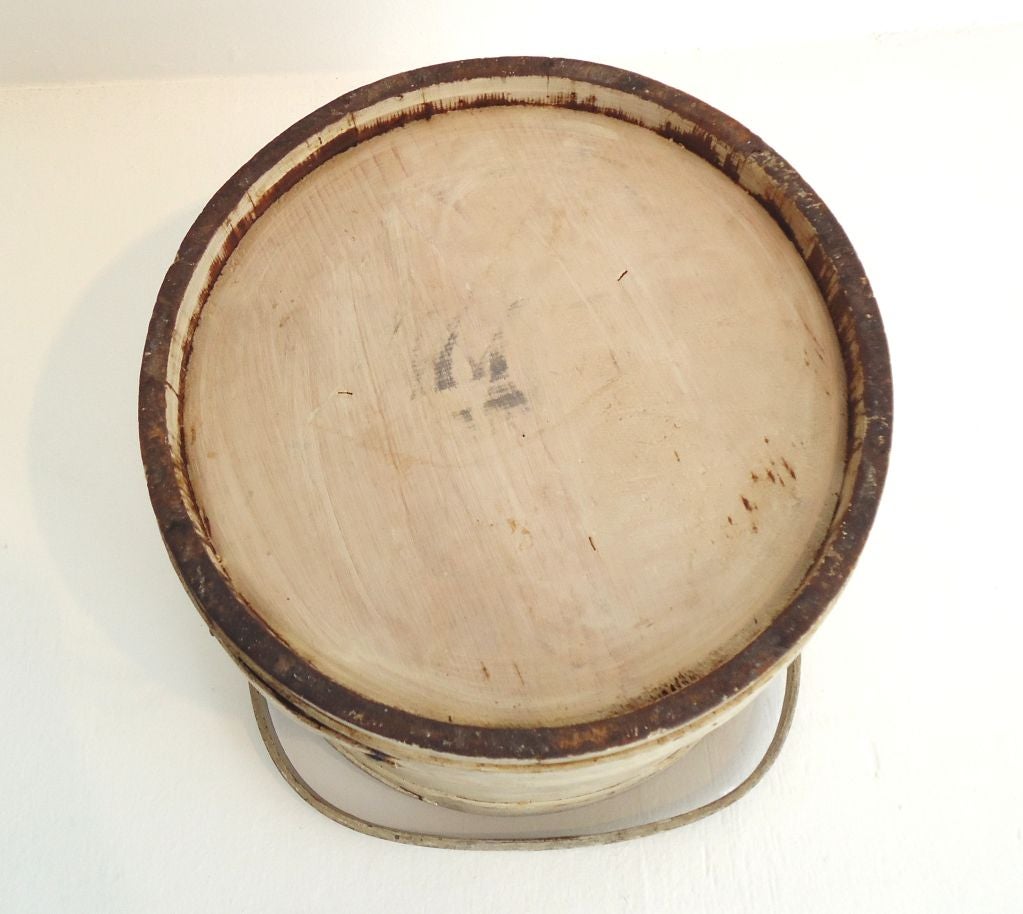 Pine 19thc Original White Painted Firkin W/lid From New England