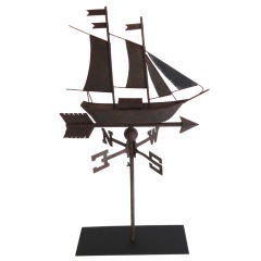 19thc Sailboat Weathervane W/ Original Directionals From N.e.
