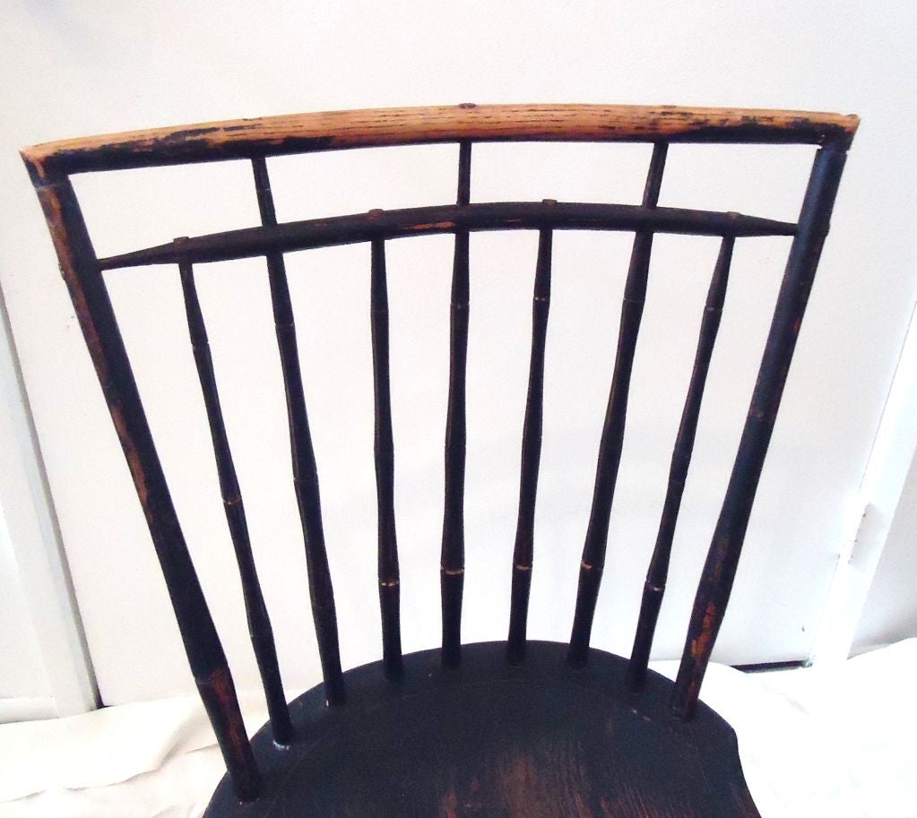 19th Century Fantastic Early 19thc Original Black Painted Windsor Chair