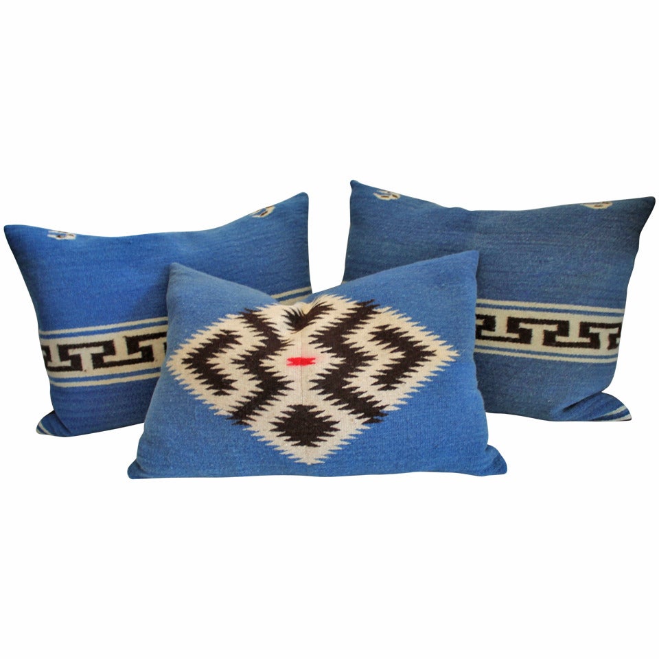 Group of Three  Texcoco  Mexican Indian Weaving Bolster Pillows