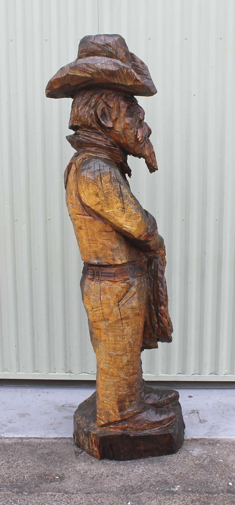 Monumental HandCarved Wood Cowboy at 1stDibs wooden cowboy statue