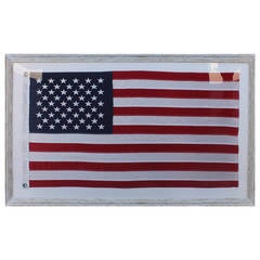 Vintage Mid-20th Century 50 Star American Ships Flag with Custom Frame