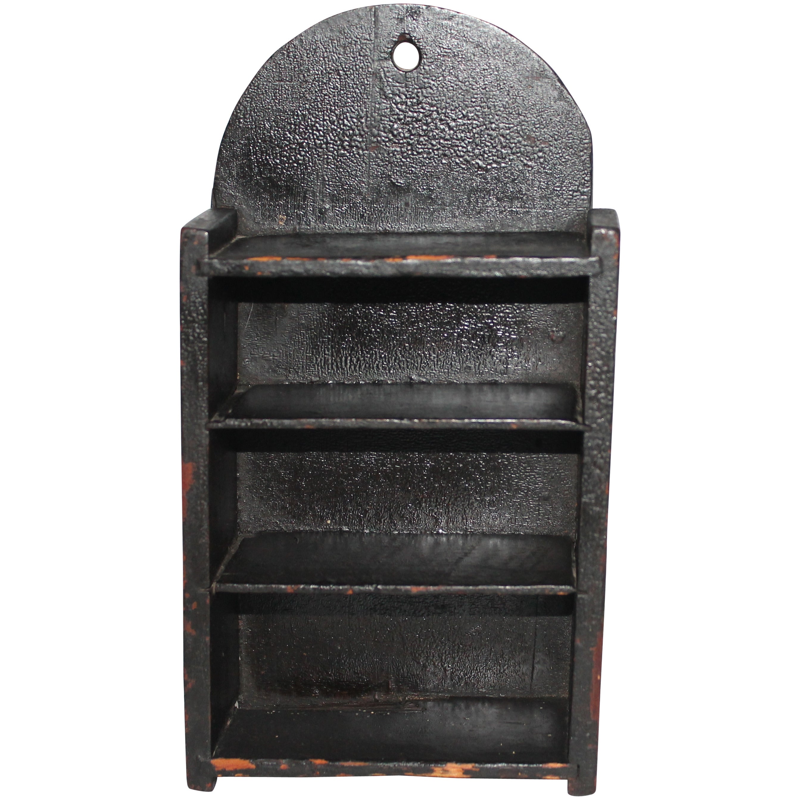 19th Century Original Black Painted Wall Box or Shelf