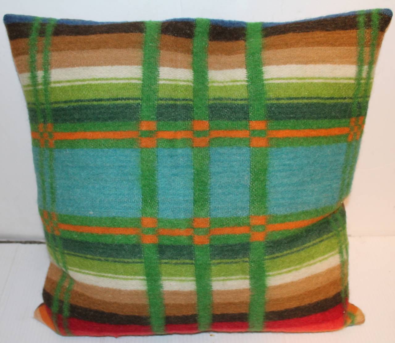 American Pair of Vibrant 19th Century Horse Blanket Pillows