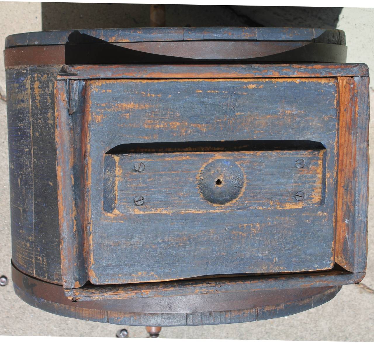 American 19th Century Original Blue Painted Butter Churn from Pennsylvania