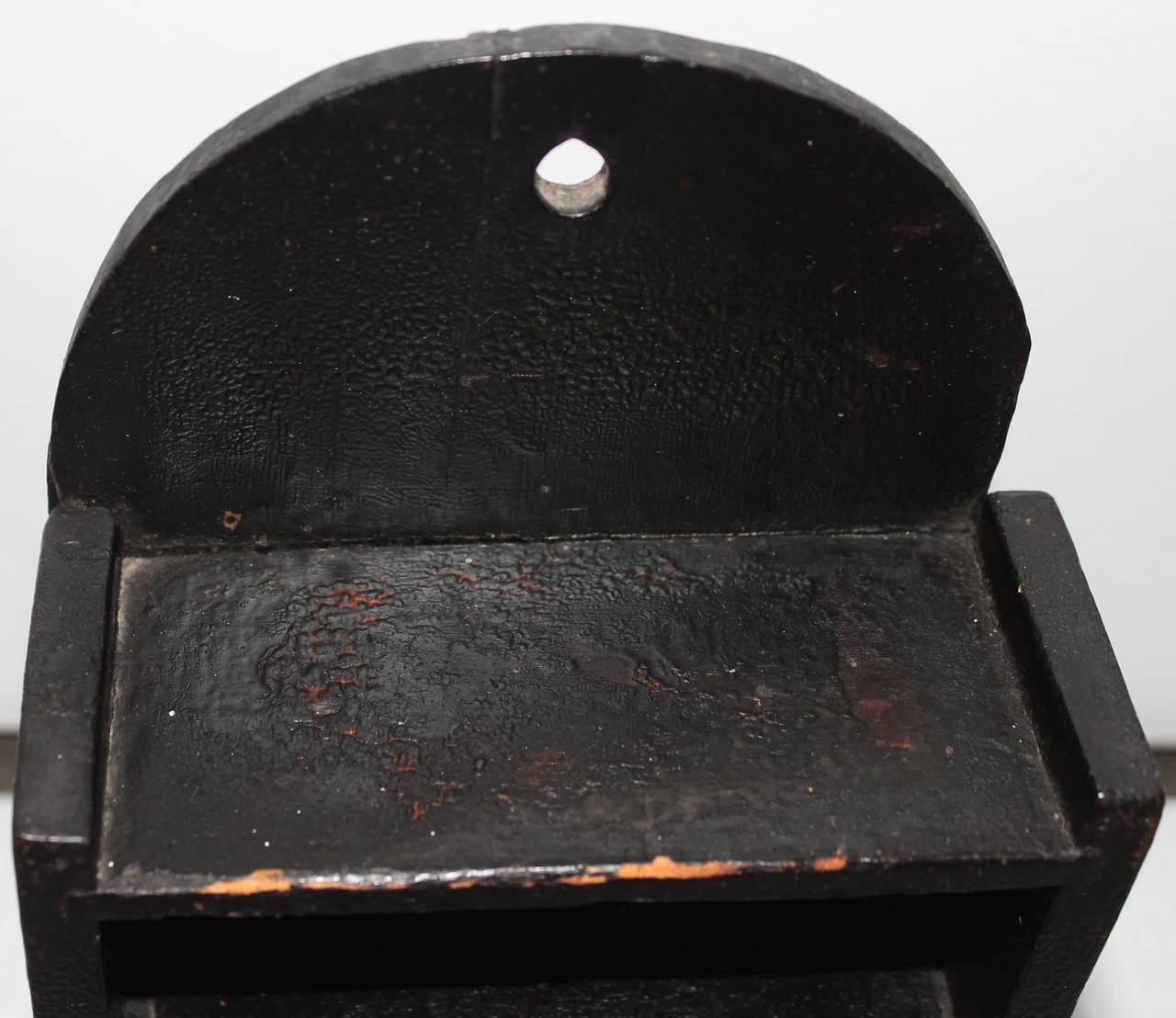 Country 19th Century Original Black Painted Wall Box or Shelf