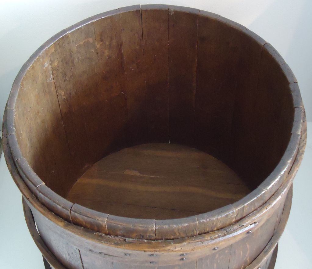 19th Century Rare & Unusual Large Firkin/bucket W/lid From New England