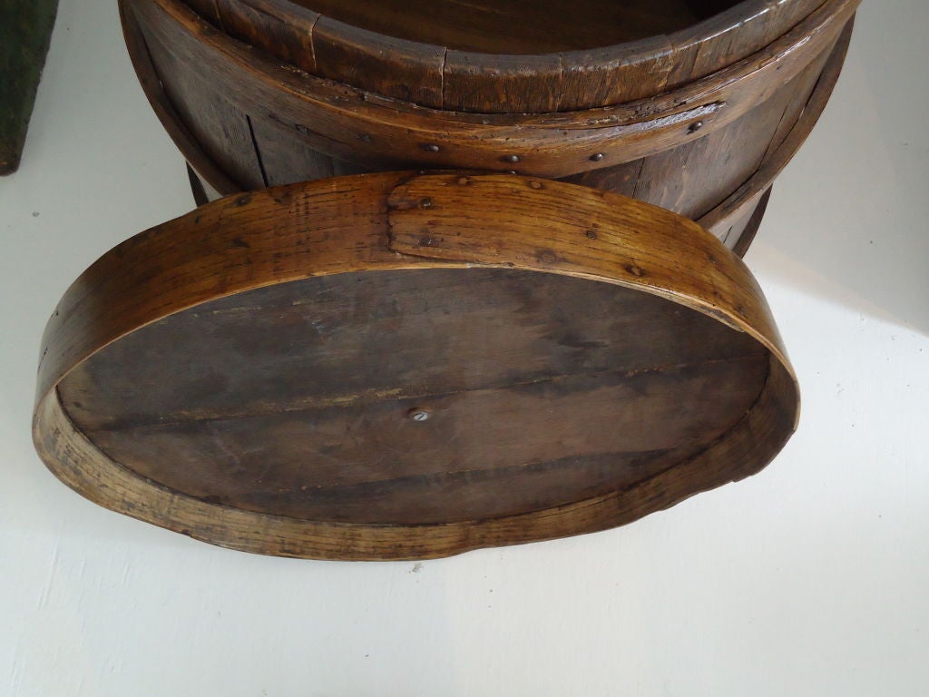 Rare & Unusual Large Firkin/bucket W/lid From New England 1