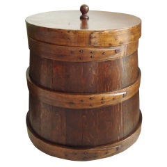 Rare & Unusual Large Firkin/bucket W/lid From New England