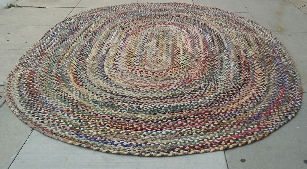 Fantastic Oval Large Multi Colored Wool Braided Rug 2