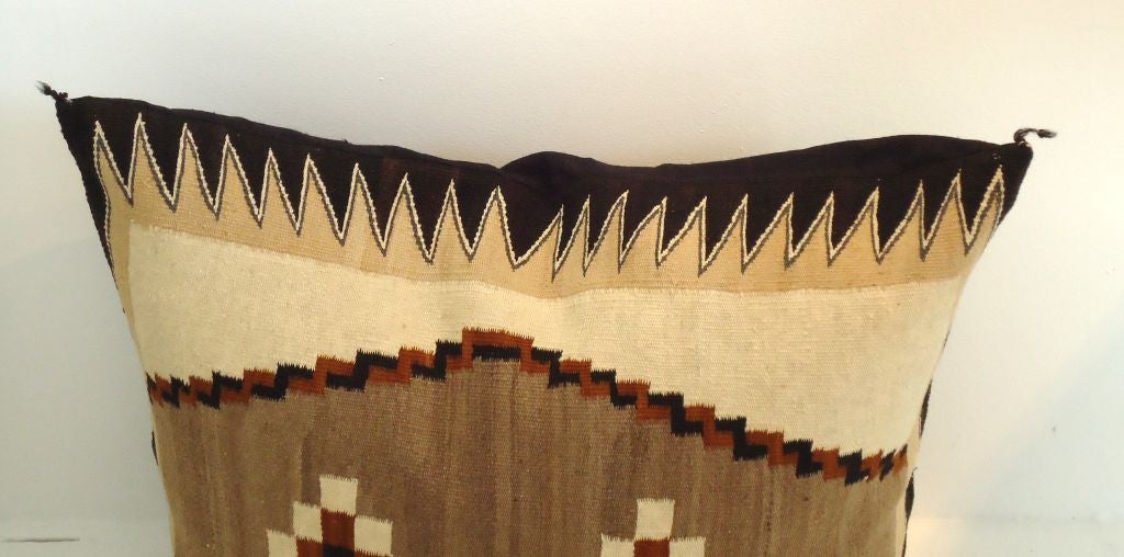 Fantastic Navajo Indian Weaving Oversize Pillow W/black  Backing