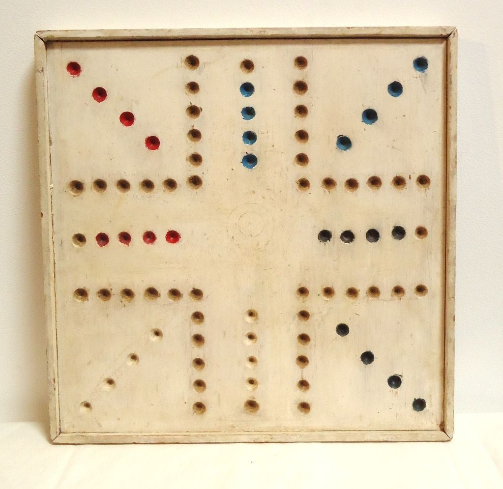 LATE 19TH C. ORIGINAL PAINTED CHINESE GAMEBOARDS FROM OHIO. THE MOST UNUSUAL PASTEL ON A WHITE GROUND IN GREAT CONDITION.