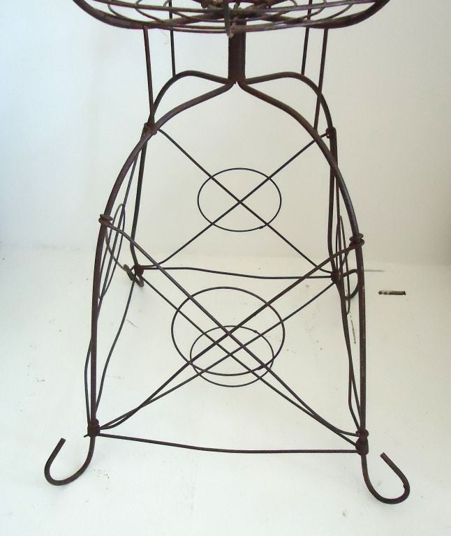 20th Century Early 20thc Folky Wire Basket On Feet/great Planter