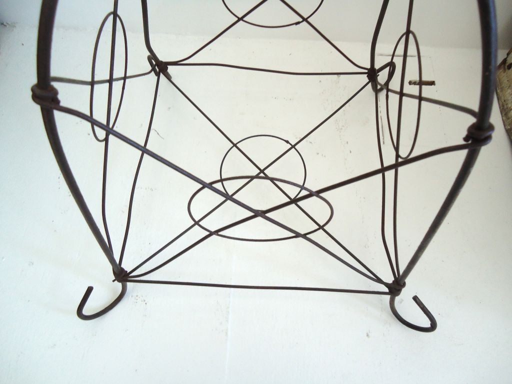 Early 20thc Folky Wire Basket On Feet/great Planter 2