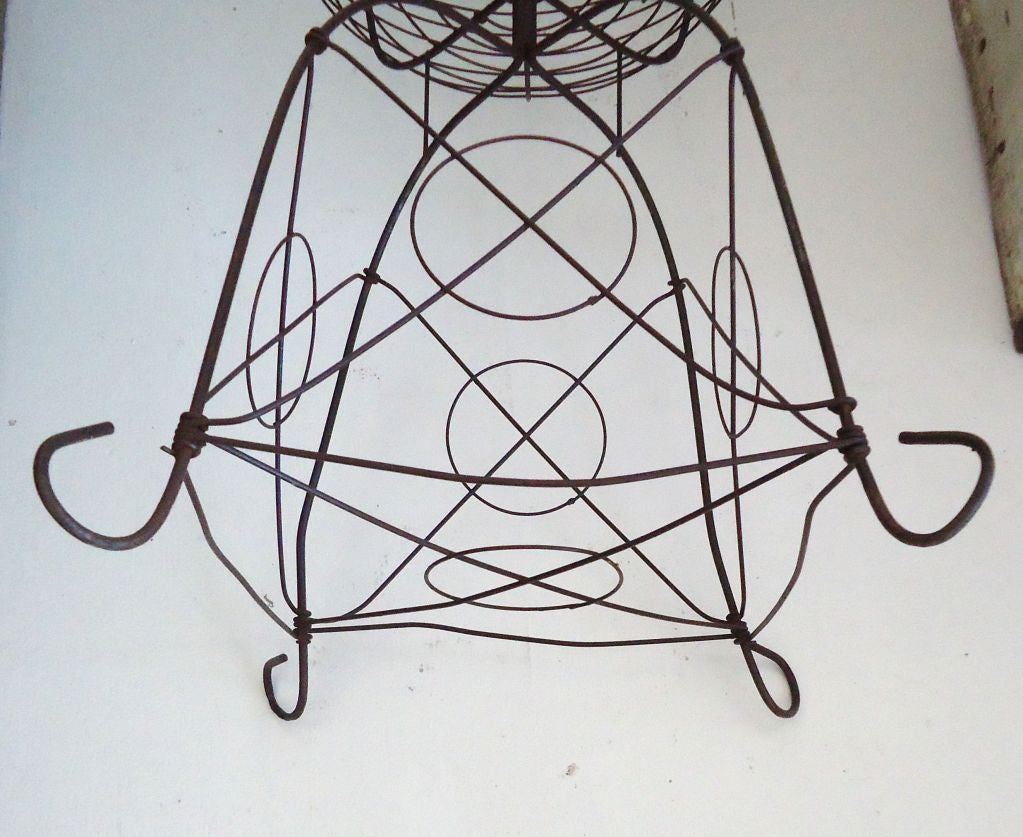 Early 20thc Folky Wire Basket On Feet/great Planter 4