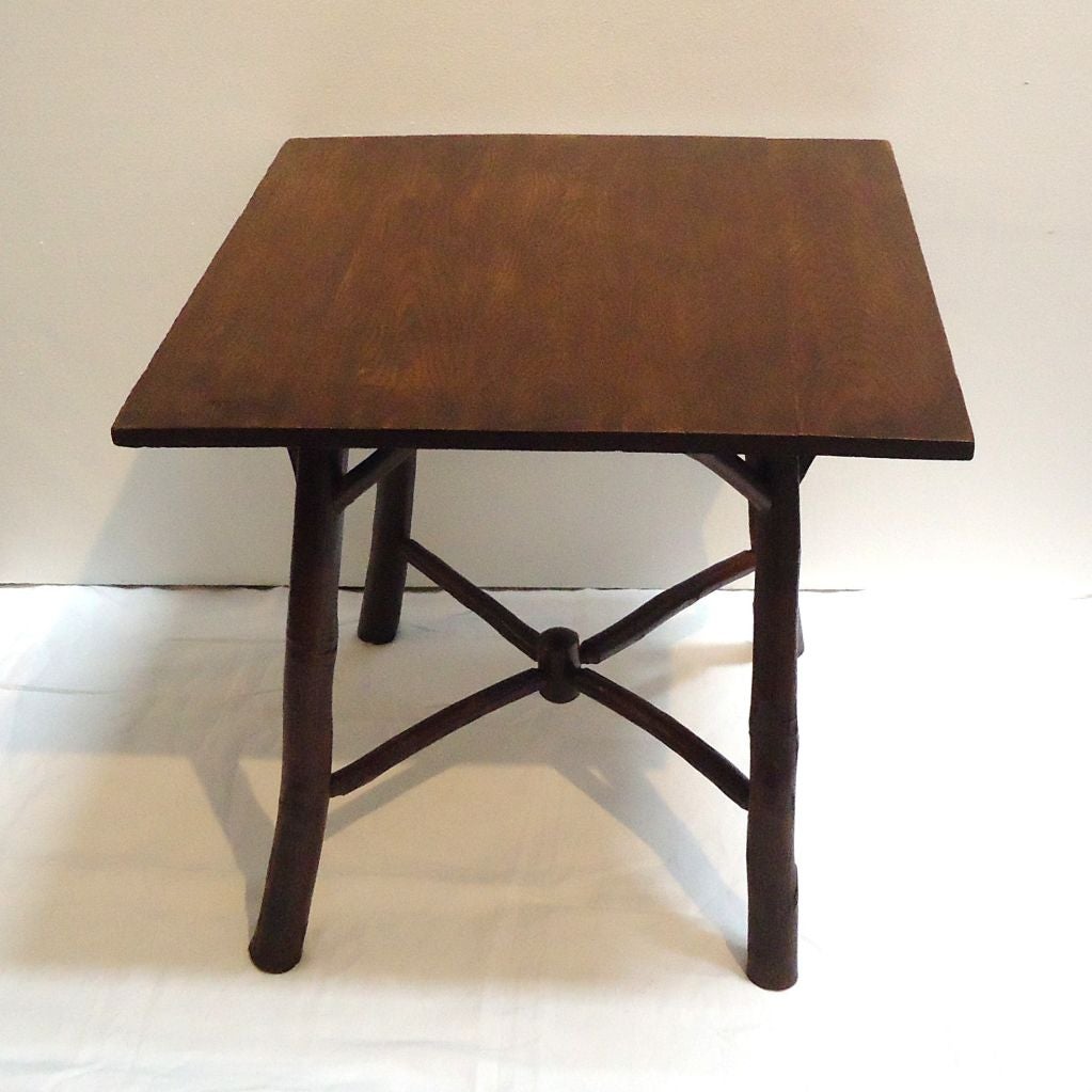 Early 20thc Old Hickory Table W/original Oak Top 3