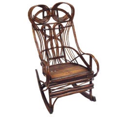 Early 19th Century Bentwood or Chip Carved Hickory Rocking Chair