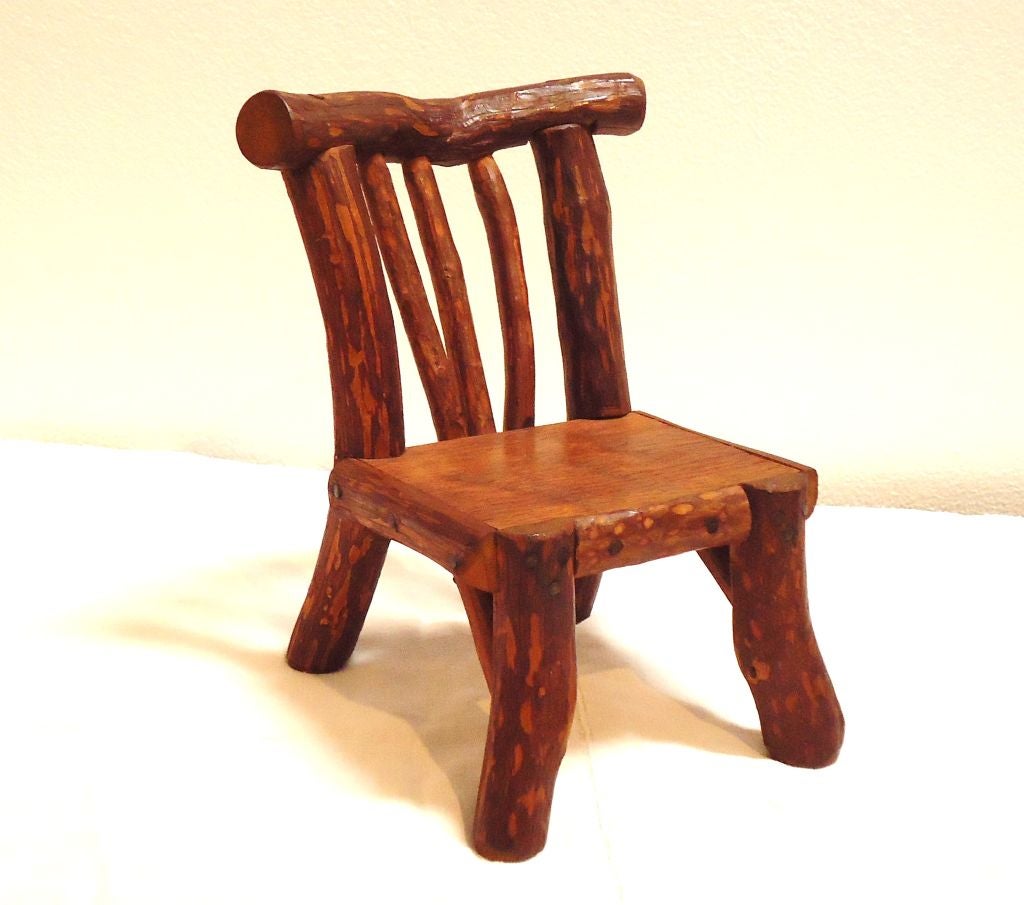 Early 20th C. Chip Carved Miniature Chair