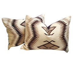 Pair Of Navajo Weaving Geometric Eye Dazzler Pillows