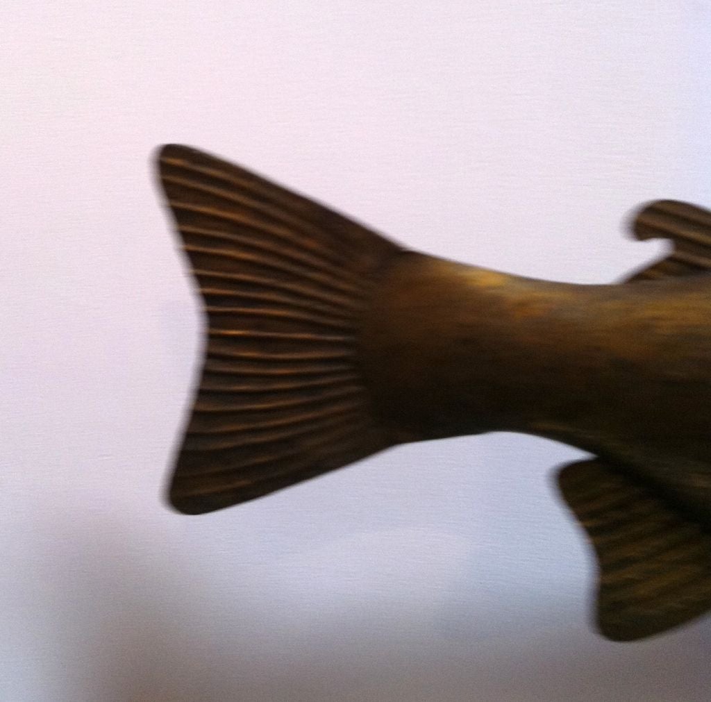 Fantastic 19thc Original Gilded Surface Tin Fish  Trade Sign 2