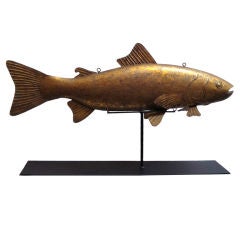 Fantastic 19thc Original Gilded Surface Tin Fish  Trade Sign