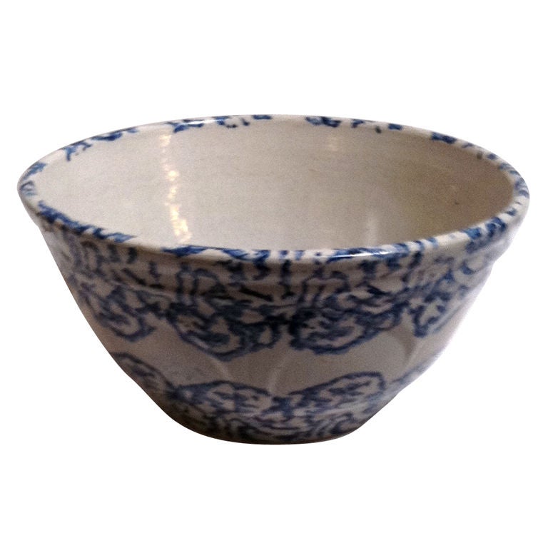 Large 19th Century Design Spongeware Mixing Bowl