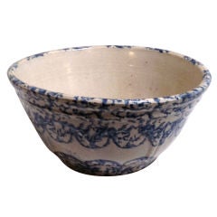 Large 19th Century Design Spongeware Mixing Bowl 5