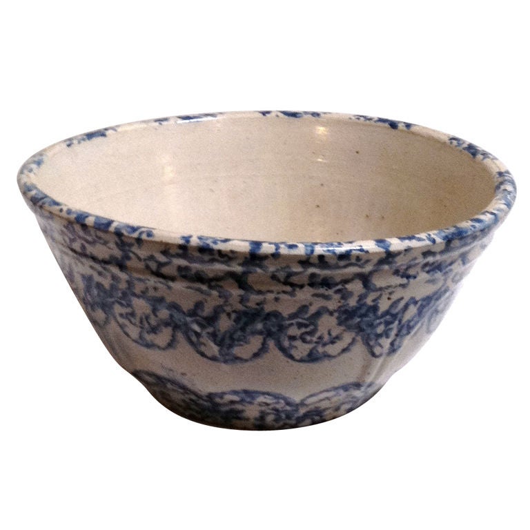 Large 19th Century Design Sponge Ware Mixing Bowl For Sale