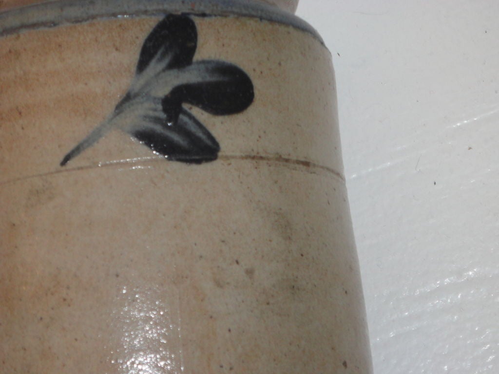 Pottery 19thc Early Decorated Stoneware Crock From Pennsylvania