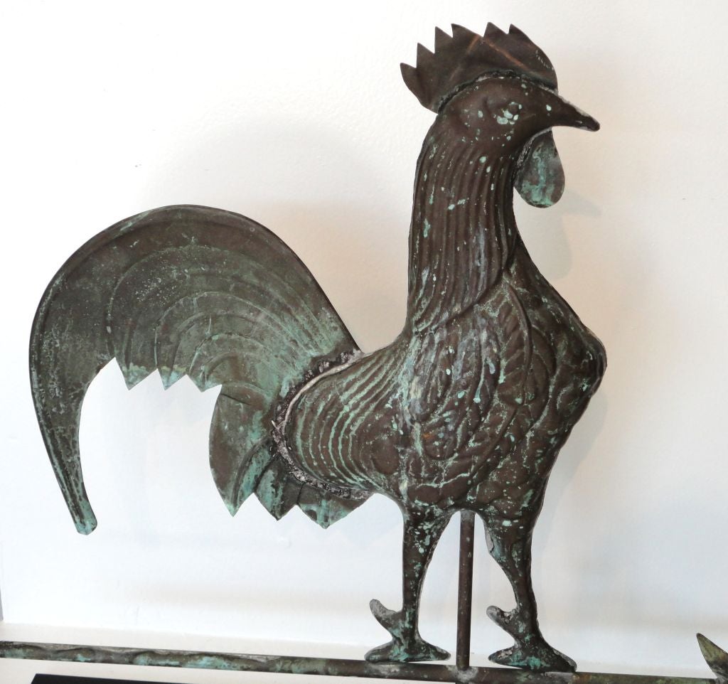 American 19thc Fantastic Form & Surface Rooster Weathervane
