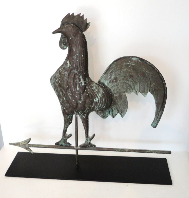 19thc Fantastic Form & Surface Rooster Weathervane 1