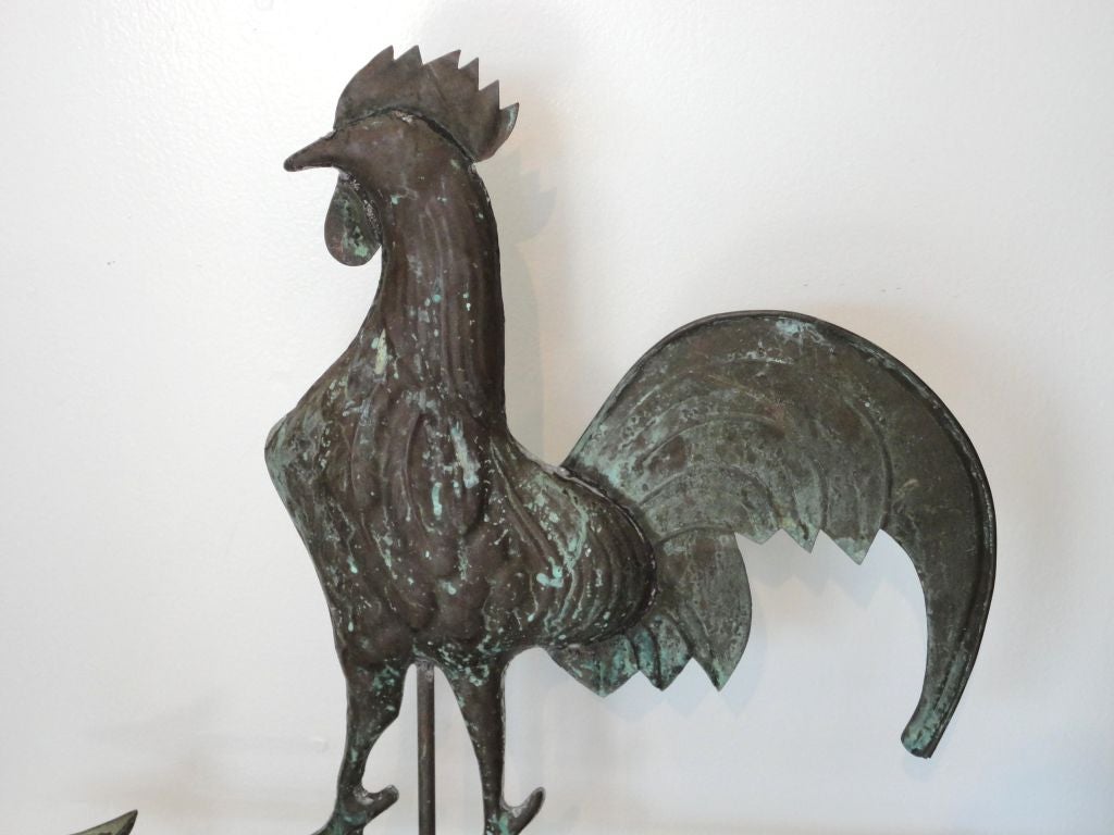 19thc Fantastic Form & Surface Rooster Weathervane 3