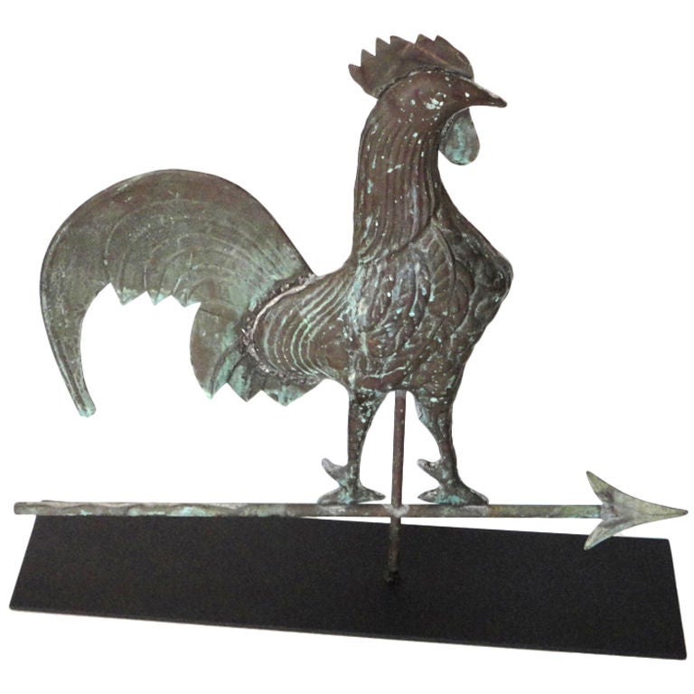 19thc Fantastic Form & Surface Rooster Weathervane