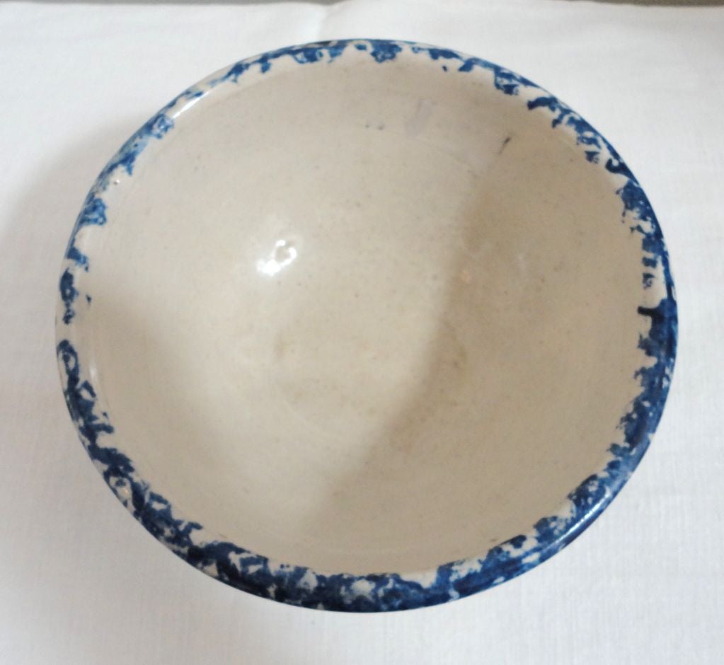 19th Century Small And Unusual 19th C. Mixing Spongeware Mixing Bowl