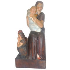 Fantastic Folk Carving Of  a Women , Child 
Baby