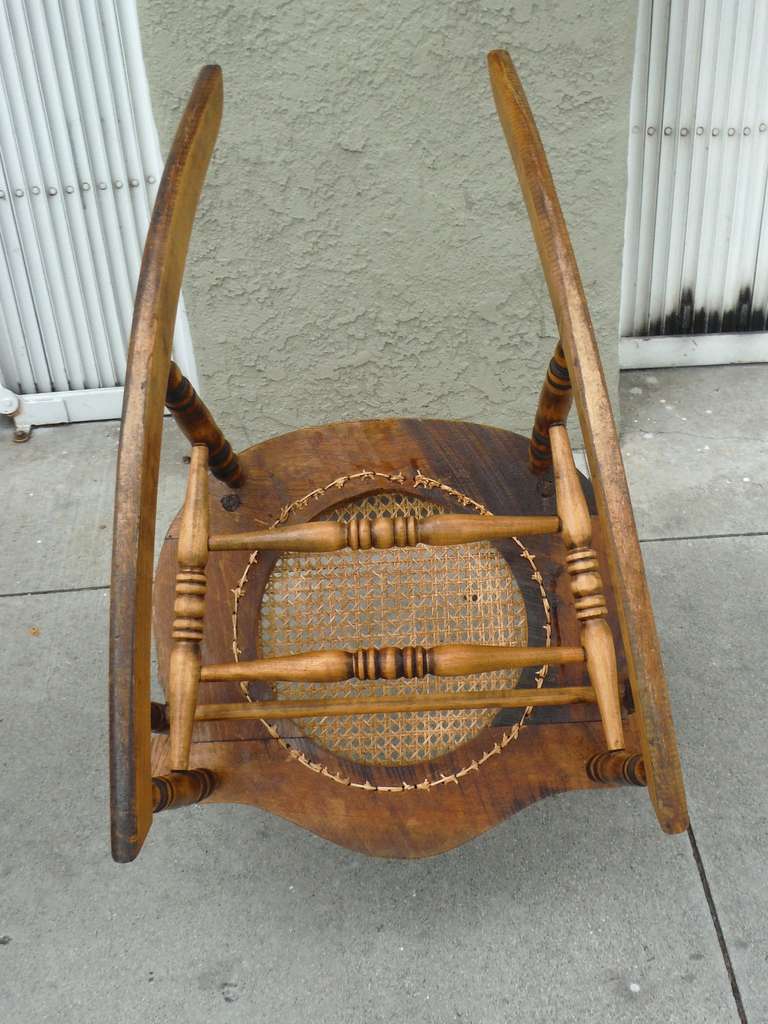 19thc Pine & Oak  Victorian Rocking Chair w/ Cane Seat In Excellent Condition In Los Angeles, CA