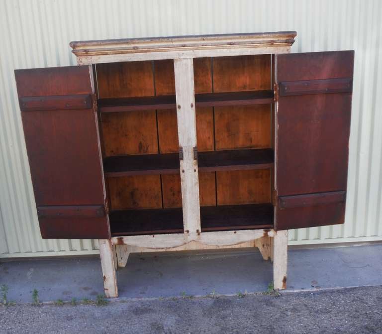 Amazing 19thc Original Sage Green Painted Jelly Cupboard 2