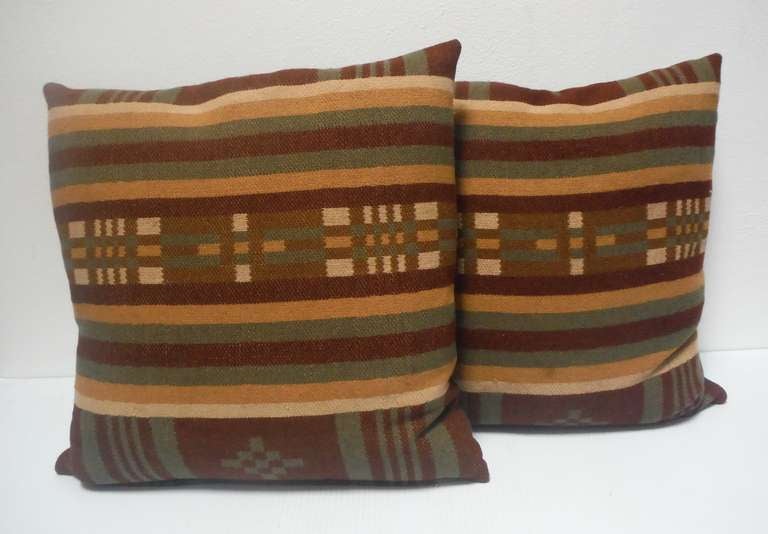 Pair of 19thc Horse Blanket Pillows