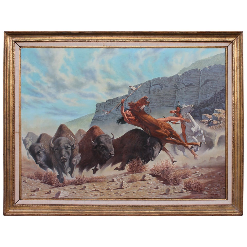 Monumental 20th Century  Western Oil Painting