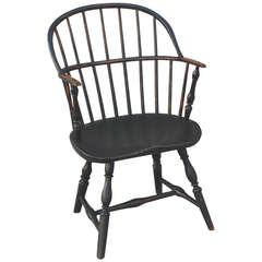 18th Century Original Green Extended-Arm Windsor Chair