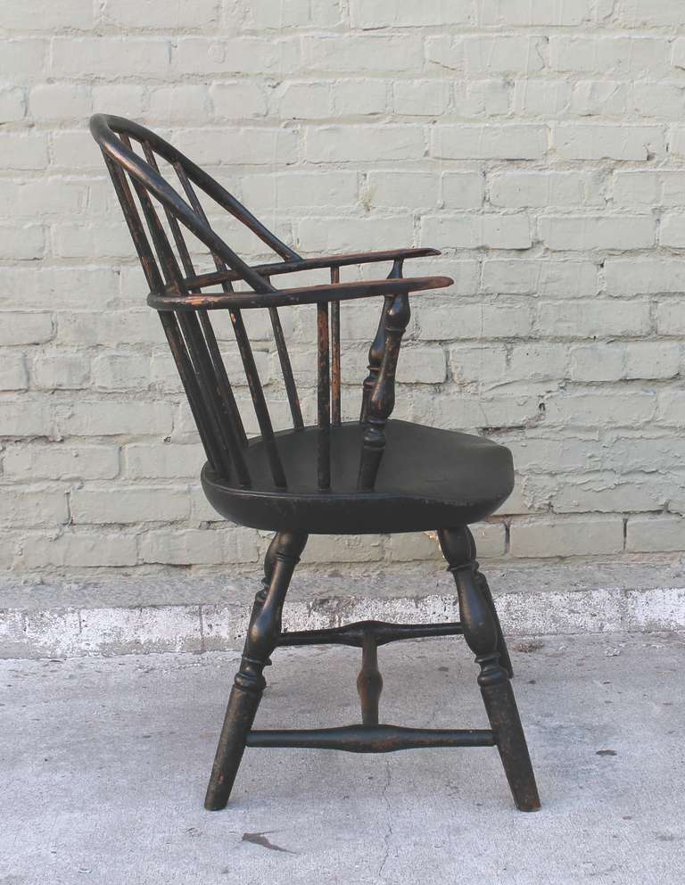 18th Century and Earlier 18th Century Original Green Extended-Arm Windsor Chair