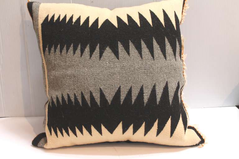 American Black and Grey Germantown, Navajo Indian Weaving Pillow
