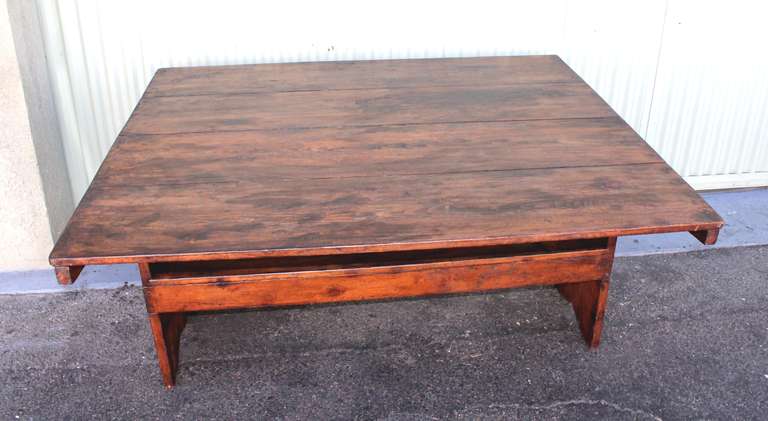 19Th Century Monumental New England Trestle  Lift Top Table 4