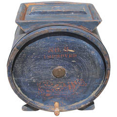 Antique 19th Century Original Blue Painted Butter Churn from Pennsylvania