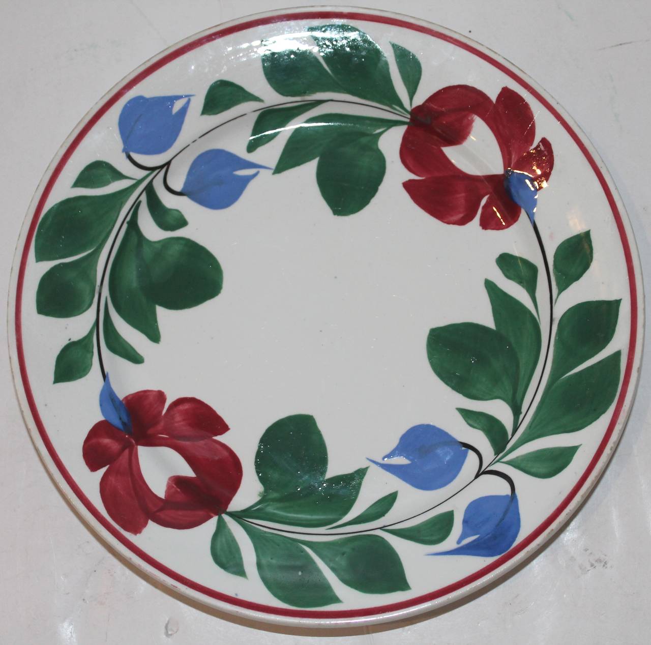 Country 19th Century Set of Six English Adams Rose Dinner Plates