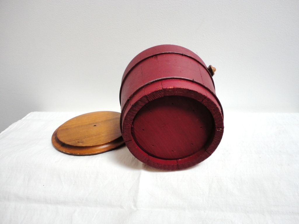 19th Century Late 19thc Berry Bucket W/original Lid And Bentwood Handle