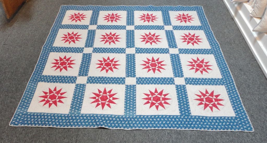 19thc Mariners Compass Quilt/fantastic Colors