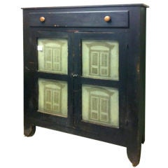 Fantastic 19thc Original Painted Pie Safe W/unusual Punched Tins