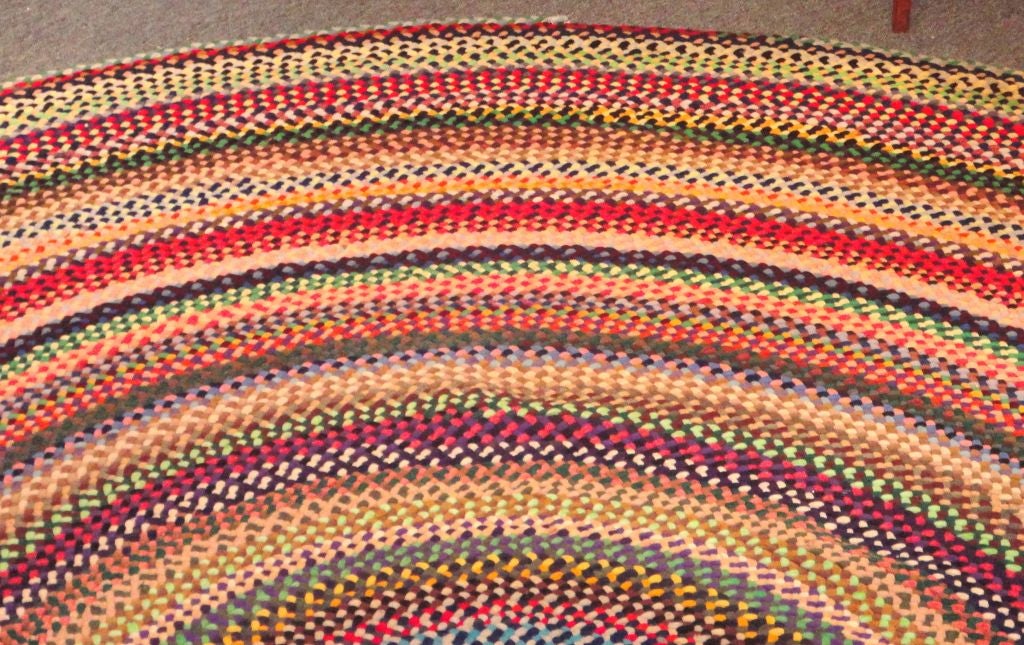 Wonderful Large Hand Braided /colorful 11 Foot Round Rug at 1stDibs