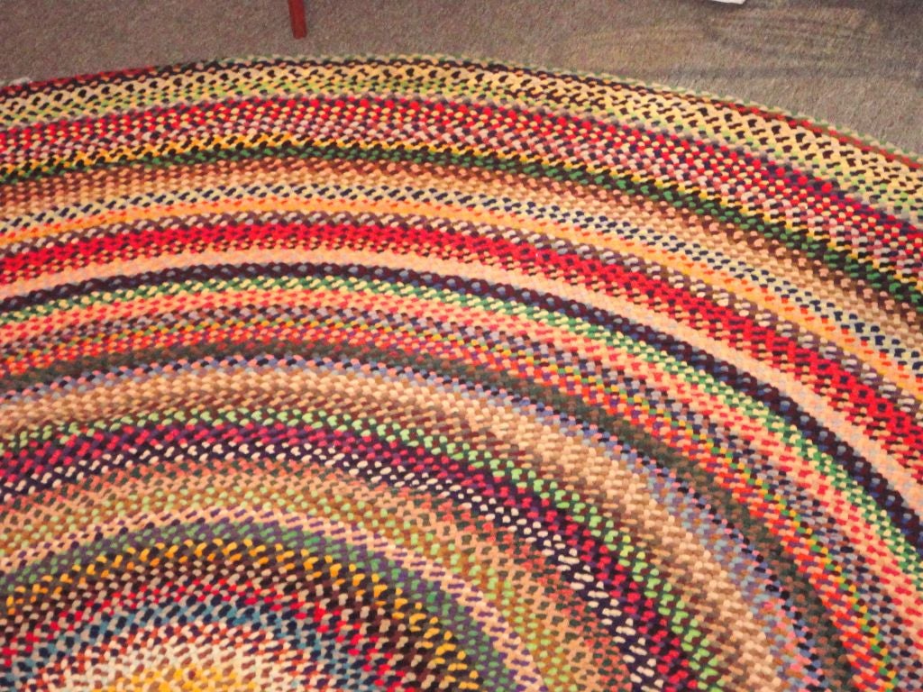 Wonderful Large Hand Braided /colorful 11 Foot Round Rug 1